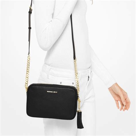 Michael Kors Ginny Leather Crossbody Bag Black 